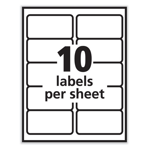Labels, Laser Printers, 2 x 4, White, 10/Sheet, 250 Sheets/Box