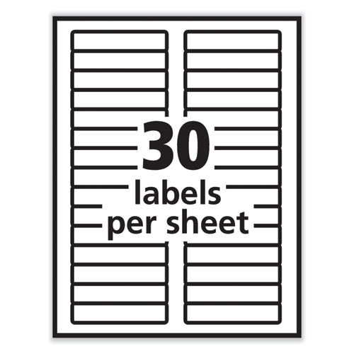 Image of Labels, 0.66 x 3.44, White, 30/Sheet, 50 Sheets/Box