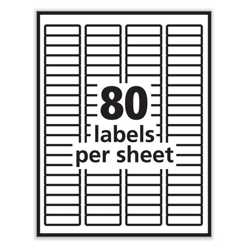 Image of Labels, Inkjet/Laser Printers, 0.5 x 1.75, White, 80/Sheet, 100 Sheets/Pack