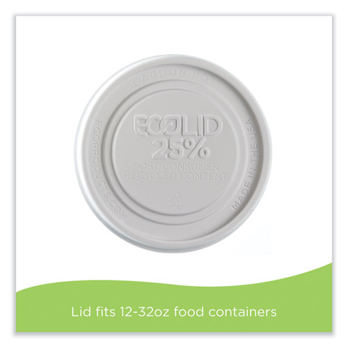 Image of Eco-Products® Evolution World Ecolid 25% Recycled Food Container Lid, Fits 12 To 32 Oz Containers, White, Plastic, 500/Carton