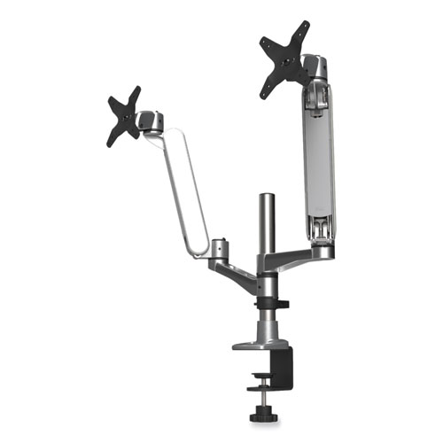 Image of Kantek Multi-Directional Dual Monitor Arm, For 30" Monitors, 360 Deg Rotation, 105 Deg Tilt, 360 Deg Pan, Silver/Wh, Supports 20 Lbs