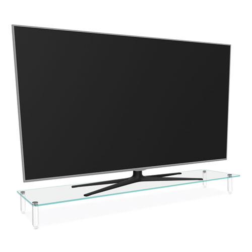Image of Kantek Extra Wide Glass Monitor Riser, 39.4" X 10.2" X 3.25", Clear, Supports 60 Lbs