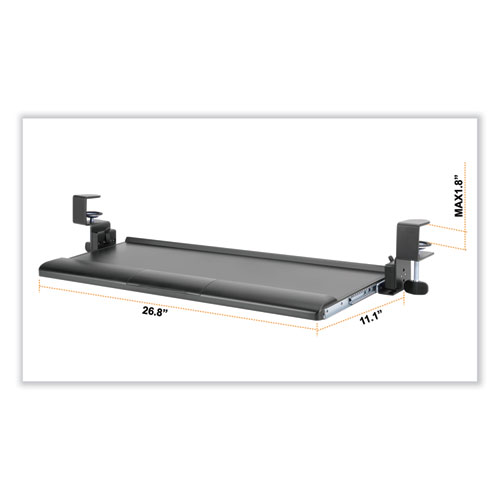 Image of Kantek Desk Clamp Five-Position Tilting Keyboard Tray, 26.8" X 11.1, Black