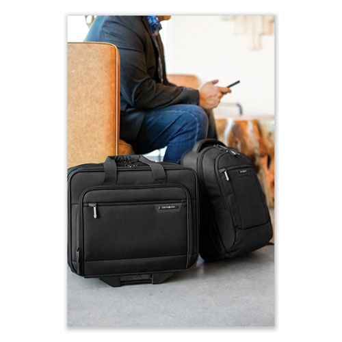 Rolling Business Case, Fits Devices Up to 15.6", Polyester, 16.54 x 8 x 9.06, Black