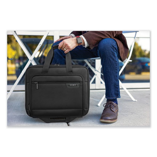 Rolling Business Case, Fits Devices Up to 15.6", Polyester, 16.54 x 8 x 9.06, Black