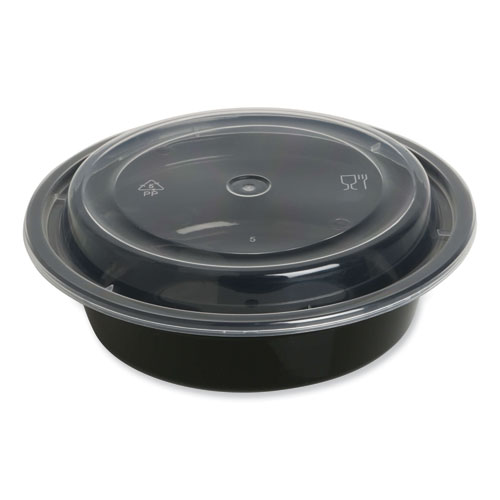 Gen Food Container With Lid, 16 Oz, 6.29 X 6.29 X 1.96, Black/Clear, Plastic, 150/Carton