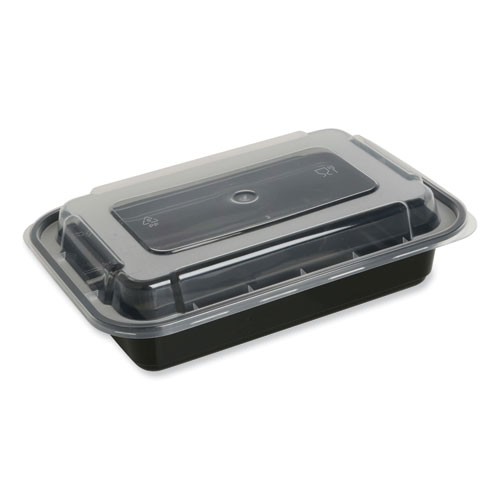 Food Container, 24 oz, 7.48 x 5.03 x 2.48, Black/Clear, Plastic, 150/Carton GENTORECT24