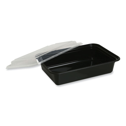 Image of Gen Food Container With Lid, 32 Oz, 8.81 X 6.02 X 2.24, Black/Clear, Plastic, 150/Carton