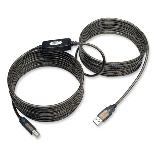 Tripp Lite USB 2.0 Active Repeater Cable, A to B (M/M), 25 ft, Black