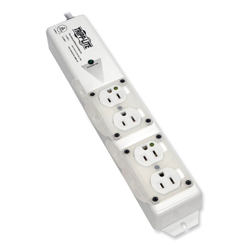 Medical-Grade Power Strip for Patient-Care Vicinity, 4 Outlets, 6 ft Cord, White