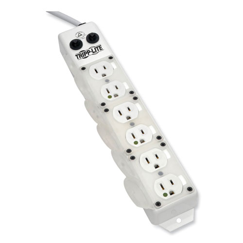 Image of Tripp Lite Medical-Grade Power Strip For Patient-Care Vicinity, 6 Outlets, 15 Ft Cord, White
