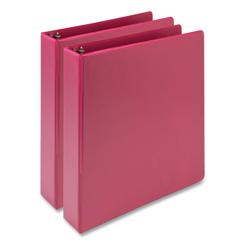 Earth's Choice Plant-Based Economy Round Ring View Binders, 3 Rings, 1.5" Capacity, 11 x 8.5, Pink, 2/Pack