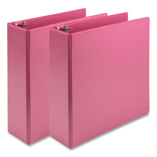 Image of Samsill® Earth'S Choice Plant-Based Economy Round Ring View Binders, 3 Rings, 3" Capacity, 11 X 8.5, Pink, 2/Pack