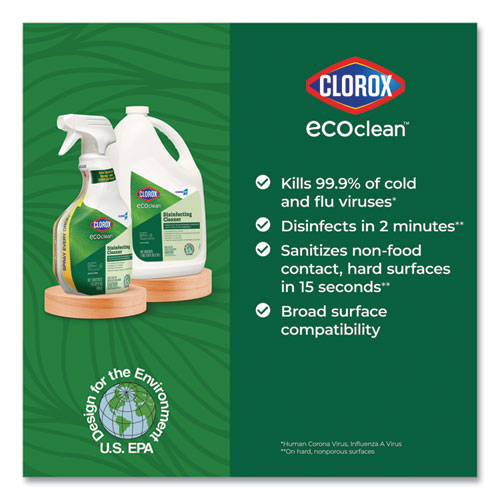 Clorox Pro EcoClean Disinfecting Cleaner, Unscented, 128 oz Refill Bottle, 4/Carton