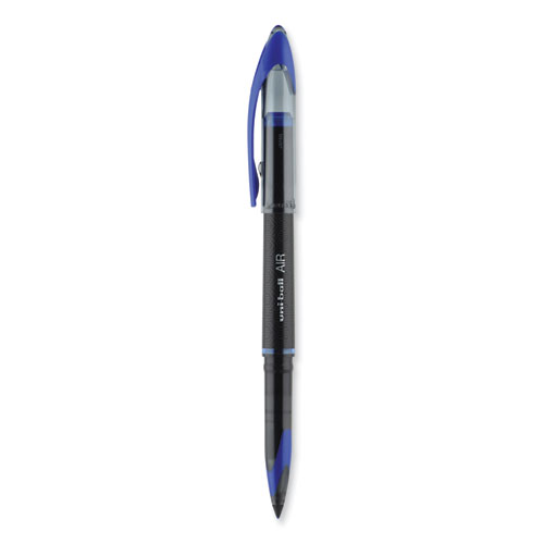Image of Uniball® Air Porous Roller Ball Pen, Stick, Medium 0.7 Mm, Blue Ink, Black Barrel, Dozen