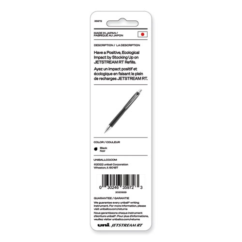 Refill for JetStream RT Pens, Bold Conical Tip, Black Ink, 2/Pack
