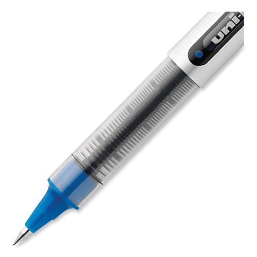 Image of Uniball® Vision Roller Ball Pen, Stick, Fine 0.7 Mm, Blue Ink, Blue/Gray Barrel, Dozen