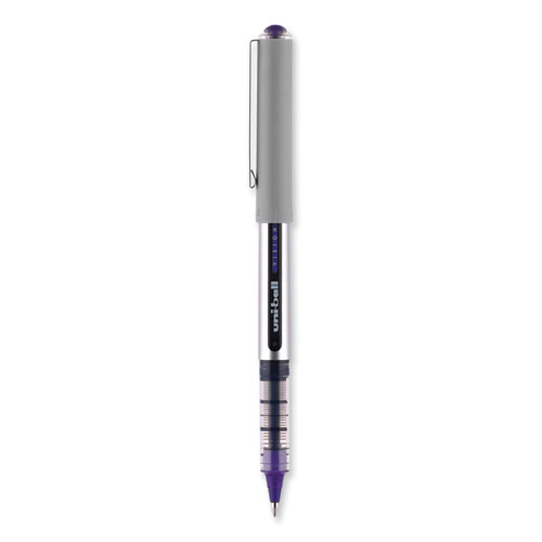 VISION Roller Ball Pen, Stick, Fine 0.7 mm, Violet Ink, Silver/Violet/Clear Barrel, Dozen