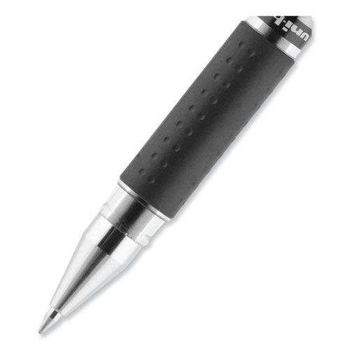 Signo GRIP Gel Pen, Stick, Medium 0.7 mm, Black Ink, Clear/Black/Silver Barrel, Dozen
