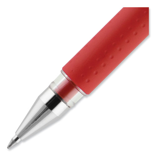 Image of Uniball® Signo Grip Gel Pen, Stick, Medium 0.7 Mm, Red Ink, Silver/Red Barrel, Dozen