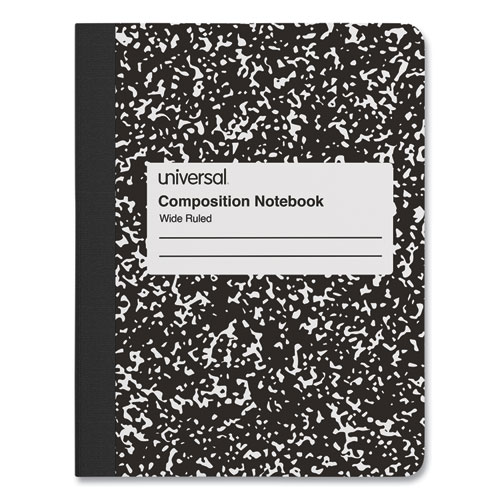 Image of Universal® Composition Book, Wide/Legal Rule, Black Marble Cover, (100) 9.75 X 7.5 Sheets, 6/Pack