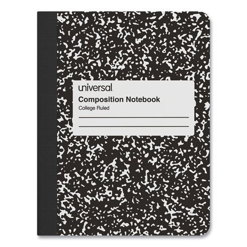 Image of Universal® Composition Book, Medium/College Rule, Black Marble Cover, (100) 9.75 X 7.5 Sheets, 6/Pack