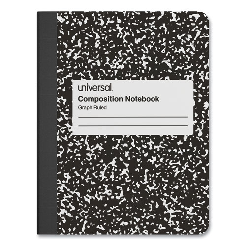 Image of Universal® Quad Rule Composition Book, Quadrille Rule (4 Sq/In), Black Marble Cover, (100) 9.75 X 7.5 Sheets, 6/Pack