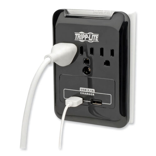 Image of Tripp Lite Protect It! Surge Protector, 3 Ac Outlets/2 Usb Ports, 540 J, Black