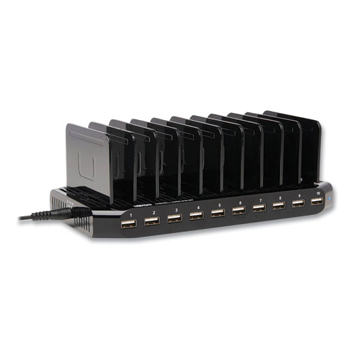 Tripp Lite Desktop Charging Station With Adjustable Storage, 10 Devices, 9.4 X 4.7 X 1, Black