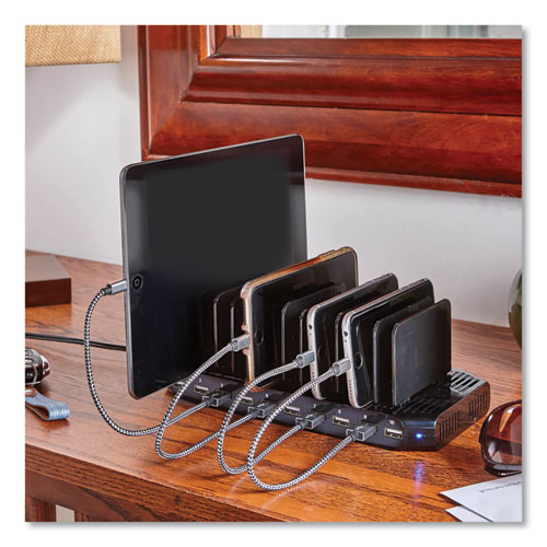Image of Tripp Lite Desktop Charging Station With Adjustable Storage, 10 Devices, 9.4 X 4.7 X 1, Black