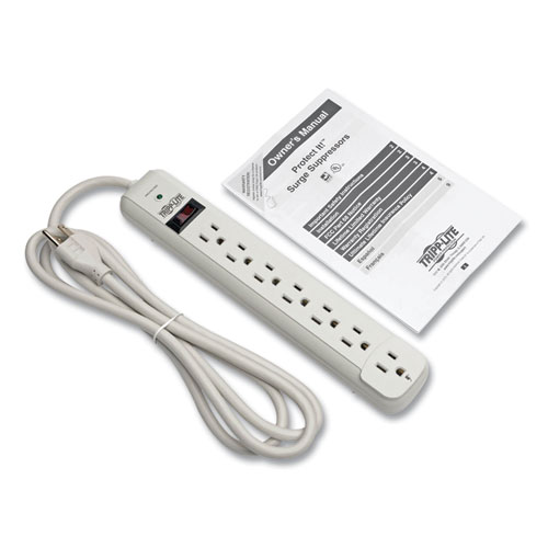 Image of Tripp Lite Protect It! Surge Protector, 7 Ac Outlets, 6 Ft Cord, 1,080 J, Light Gray