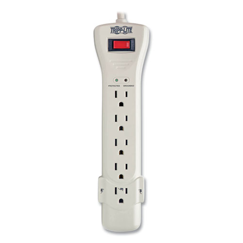 Protect It! Surge Protector, 7 AC Outlets, 7 ft Cord, 2,160 J, Light Gray