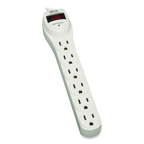Tripp Lite by Eaton Protect It! Home Computer Surge Protector, 6 AC Outlets, 2 ft Cord, 180 J, Light Gray