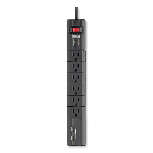 Image of Tripp Lite Protect It! Surge Protector, 6 Ac Outlets/2 Usb Ports, 8 Ft Cord, 1,080 J, Black