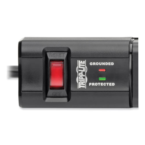 Protect It! Surge Protector, 6 AC Outlets/2 USB Ports, 8 ft Cord, 1,080 J, Black