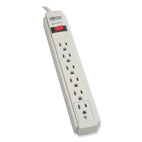 Tripp Lite by Eaton Protect It! Home Computer Surge Protector, 6 AC Outlets, 2 ft Cord, 180 J, Light Gray