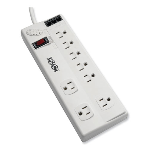 Protect It! Computer Surge Protector, 8 AC Outlets, 8 ft Cord, 3,150 J, White