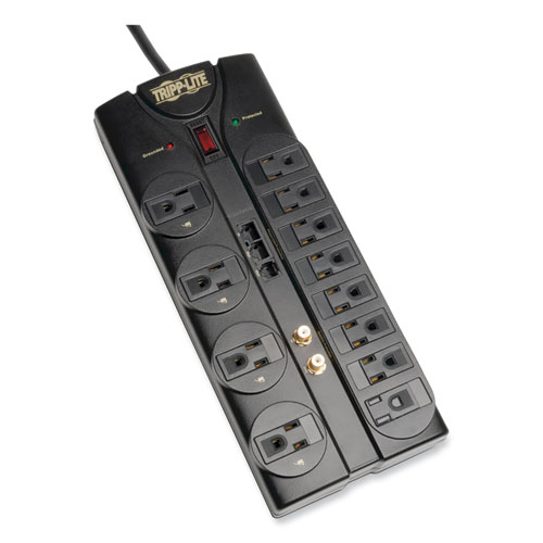 Protect It! Surge Protector, 12 AC Outlets, 8 ft Cord, 2,880 J, Black