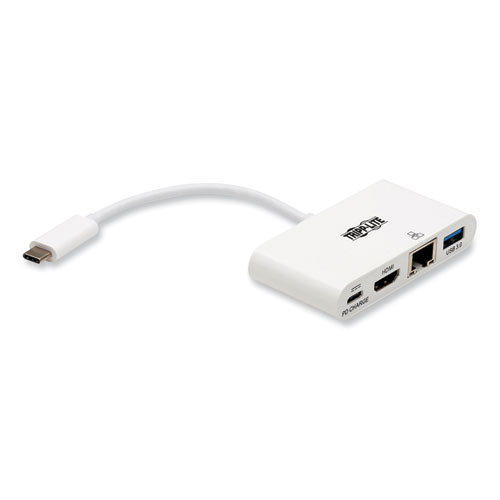 Image of Tripp Lite 4K Dock With Charging And Ethernet, Usb C/4K Hdmi/Usb A/Pd Charging, White