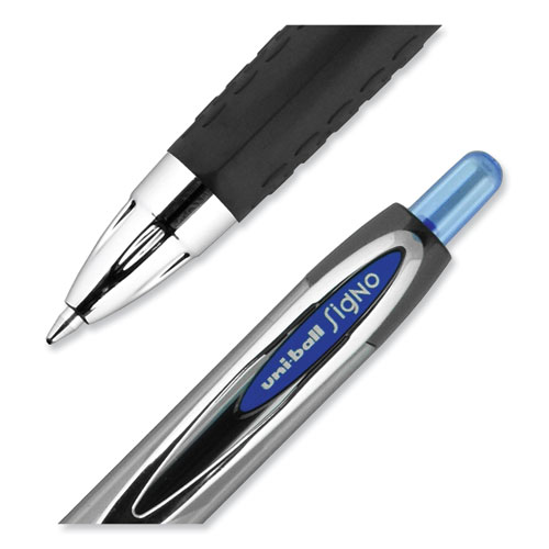 Image of Uniball® Signo 207 Gel Pen, Retractable, Medium 0.7 Mm, Blue Ink, Smoke/Black/Blue Barrel, Dozen