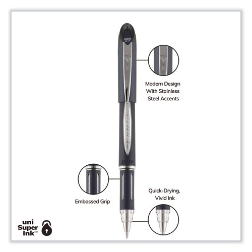 Jetstream Hybrid Gel Pen, Stick, Fine 0.7 mm, Black Ink, Black/Silver Barrel