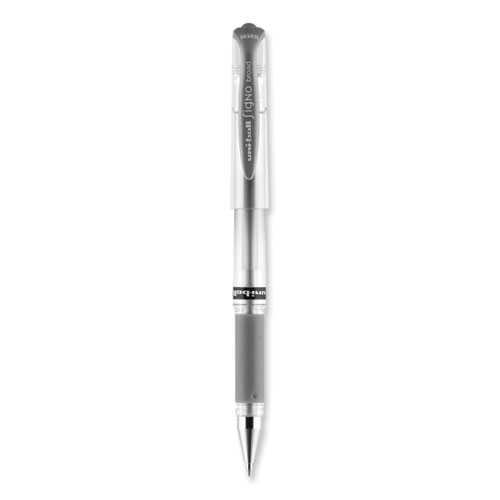 Image of Uniball® Impact Gel Pen, Stick, Medium 1 Mm, Silver Metallic Ink, Silver Barrel