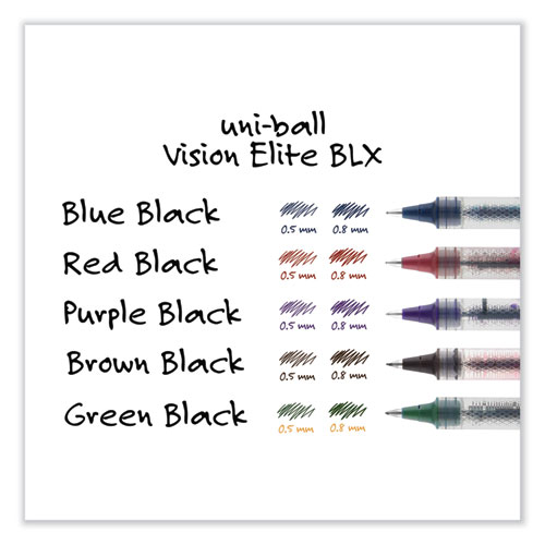 VISION ELITE Hybrid Gel Pen, Stick, Bold 0.8 mm, Blue-Infused Black Ink, White/Blue/Clear Barrel