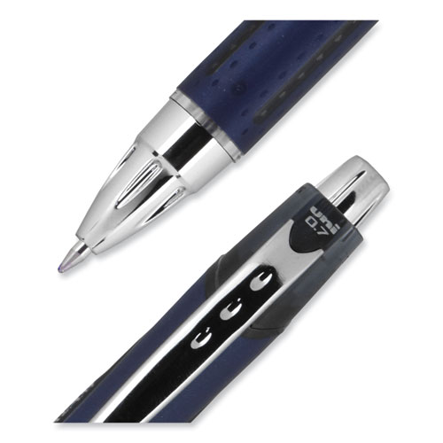 Jetstream Retractable Hybrid Gel Pen, Fine 0.7 mm, Black Ink, Blue/Silver Barrel