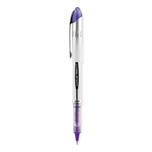 Image of Uniball® Vision Elite Roller Ball Pen, Stick, Bold 0.8 Mm, Purple Ink, White/Purple Barrel