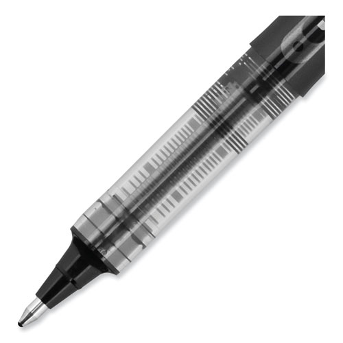 VISION Roller Ball Pen, Stick, Bold 1 mm, Black Ink, Gray/Black/Clear Barrel, Dozen