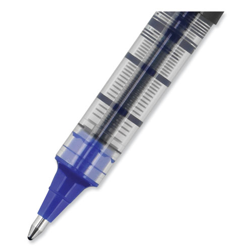 VISION Roller Ball Pen, Stick, Bold 1 mm, Blue Ink, Black/Blue/Clear Barrel, Dozen