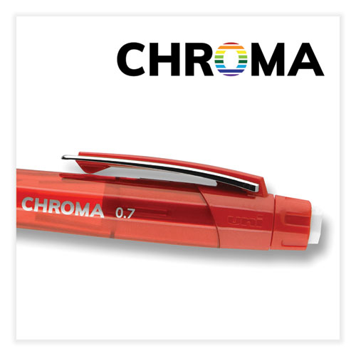 Image of Uniball® Chroma Mechanical Pencil, 0.7 Mm, Hb (#2), Black Lead, Red Barrel, Dozen