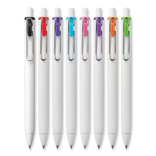 Image of Uniball® Unione Gel Pen, Retractable, Medium 0.7 Mm, Inspirational Ink-Color Assortment, White Barrel, 8/Pack