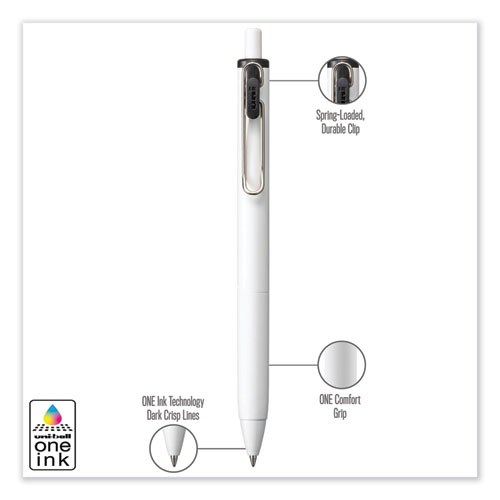 Image of Uniball® Unione Gel Pen, Retractable, Medium 0.7 Mm, Black Ink, White Barrel, Dozen